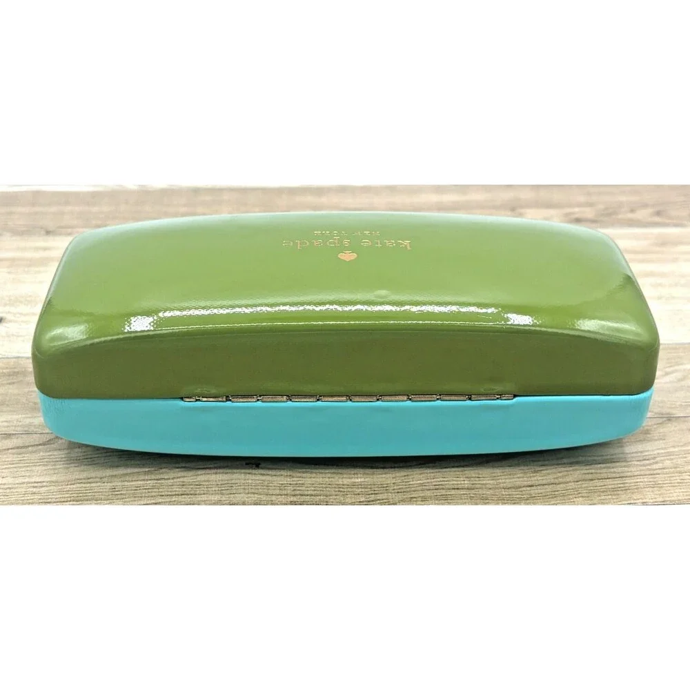 Kate Spade NY Eyeglass Sunglasses Hard Shell Case Only Lens Cloth Green Blue EUC